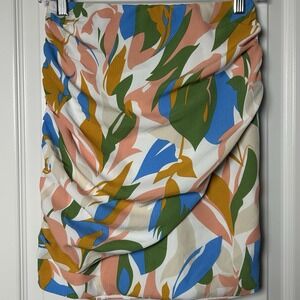 Hello Molly Colorful Abstract Floral Print Strapless Tube Top Indie Artsy Style